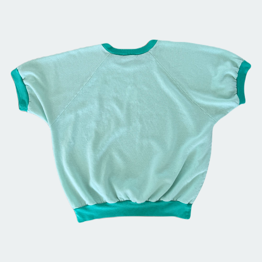 Vintage Teal Short Sleeve Ringer Sweatshirt