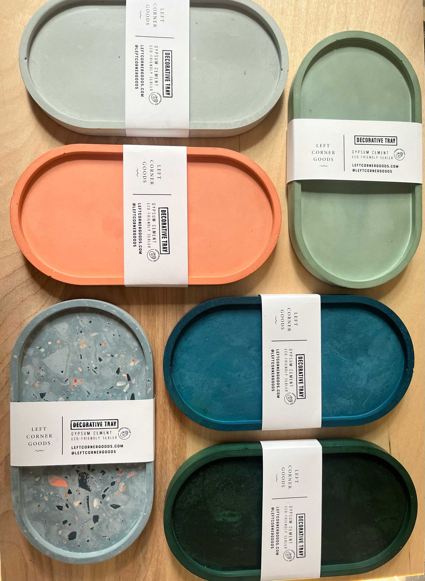 Concrete Oval Tray | candle tray | trinket tray modern: Pale Blue