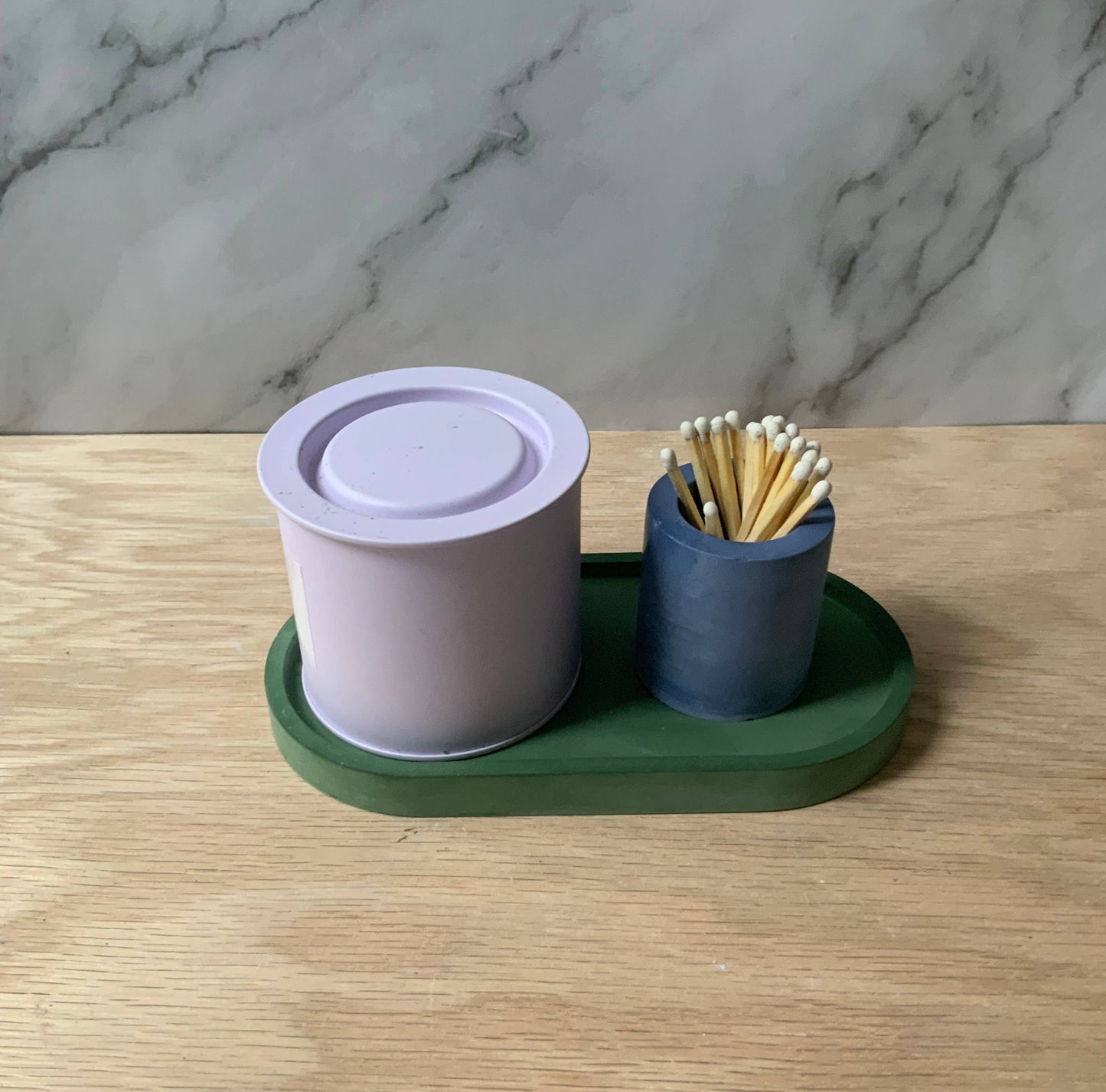 Concrete Oval Tray | candle tray | trinket tray modern: Pale Blue