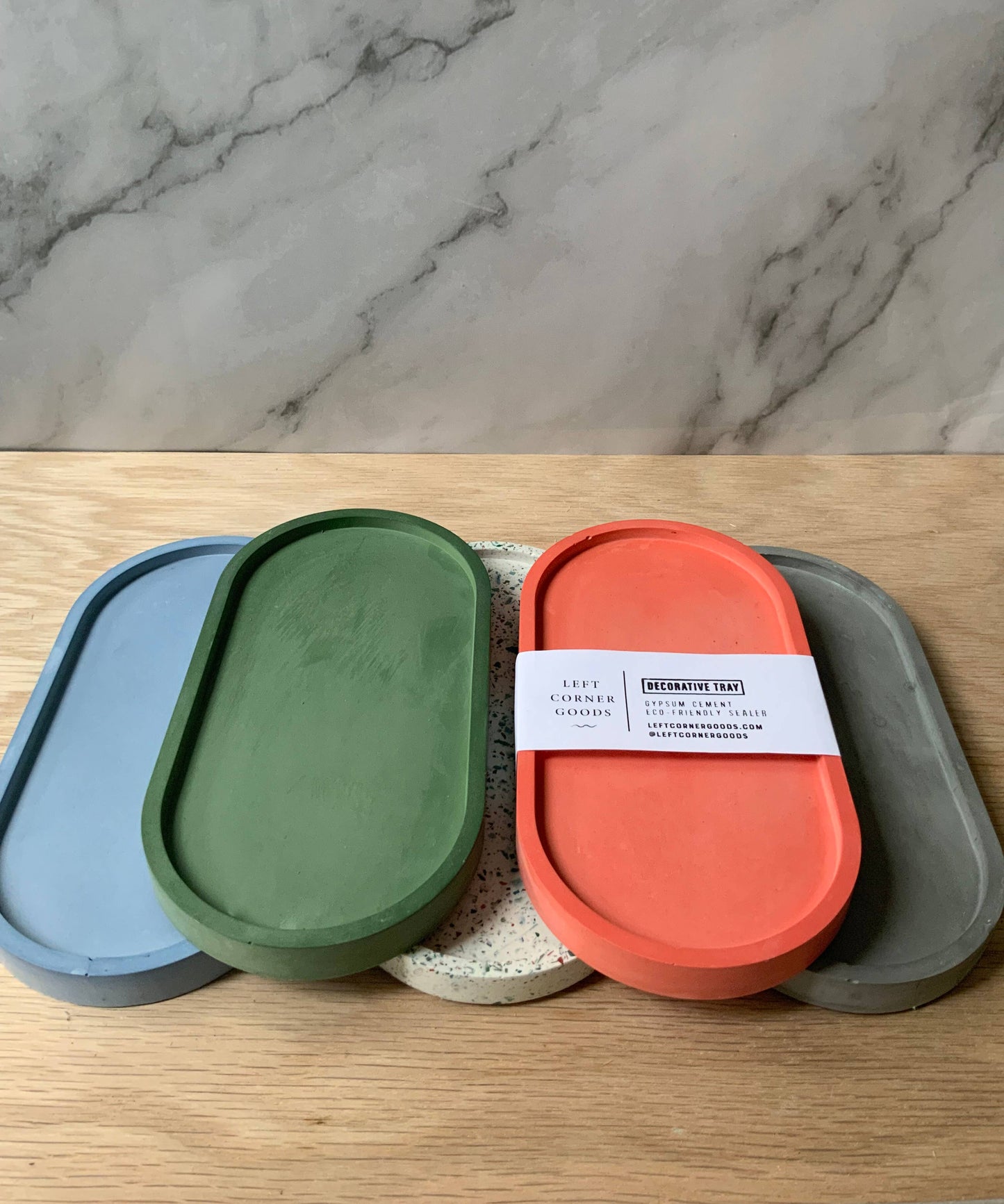 Concrete Oval Tray | candle tray | trinket tray modern: Pale Blue