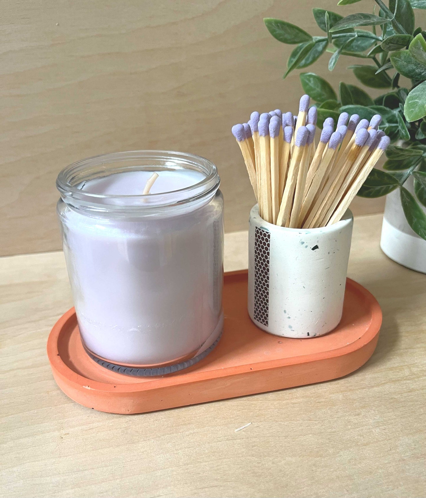 Concrete Oval Tray | candle tray | trinket tray modern: Pale Blue