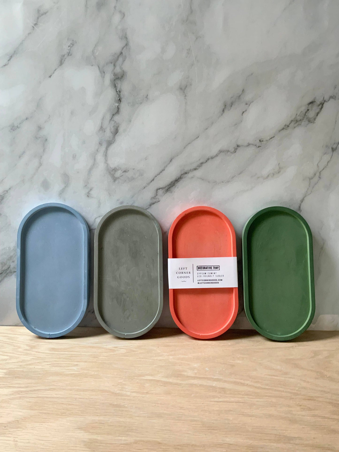 Concrete Oval Tray | candle tray | trinket tray modern: Hunter Green