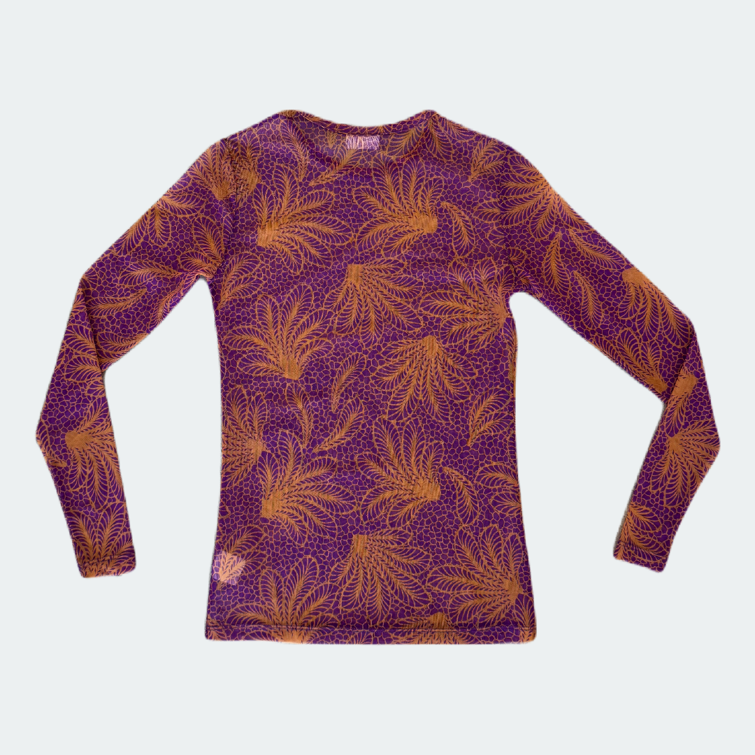 Dries Van Noten Printed Mesh Long Sleeve