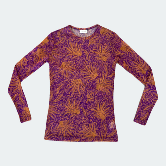 Dries Van Noten Printed Mesh Long Sleeve